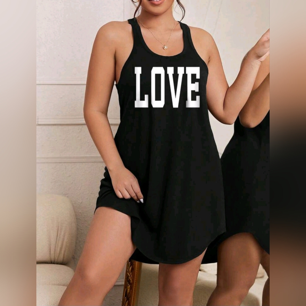 Plus Letter Graphic Racer Back Nightdress